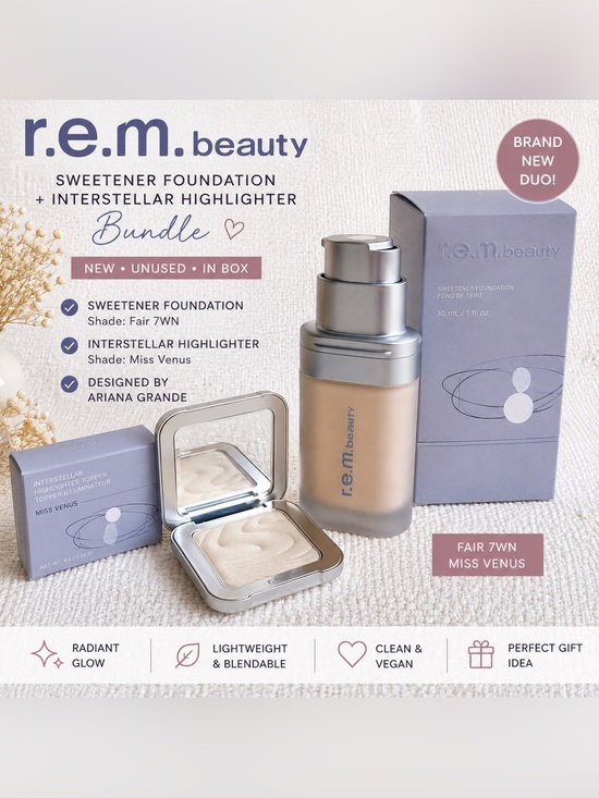 R.E.M. Beauty Other - r.e.m. beauty Sweetener Foundation + Miss Venus Highlighter Bundle NIB